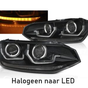 Dynamisch knipperlicht LED koplampen Black geschikt voor VW Polo 6