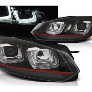 U-LED koplampen Black Red geschikt voor VW Golf 6
