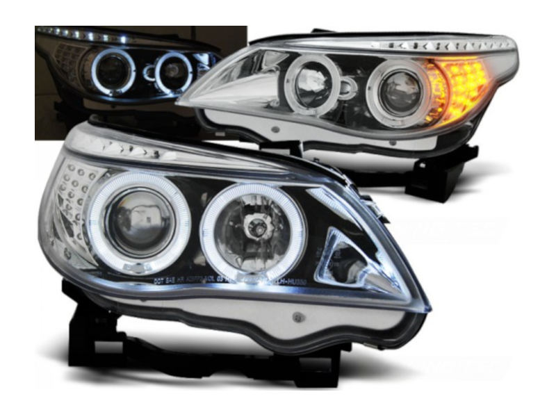 Angel Eyes koplampen Chrome geschikt voor BMW E60 E61