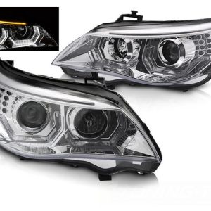 3D LED Angel Eyes koplampen Chrome geschikt voor BMW E60 E61